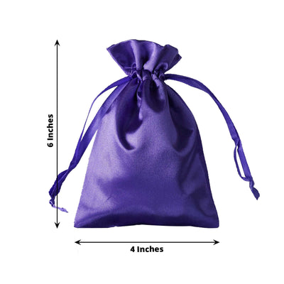 12 Pack 4"x6" Purple Satin Drawstring Wedding Party Favor Gift Bags