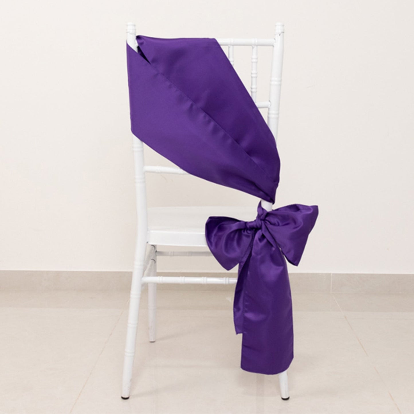 5 Pack Lamour Satin 6"x106" Chair Sashes Purple - Stylish Reusable Decorative Bows