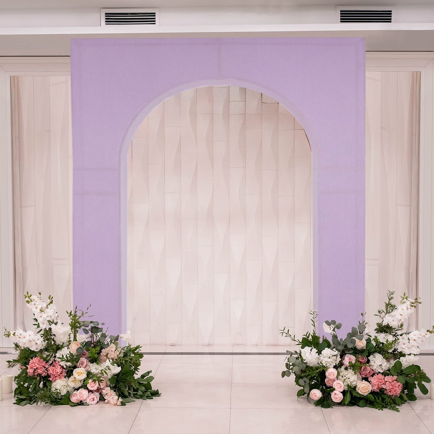 8ft Lavender Lilac Spandex Backdrop Stand Cover for Arc de Triomphe Stand, Stretch Fitted Floral Balloon Frame Wedding Arch Cover