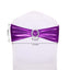 5 Pack Metallic Spandex Chair Sashes Purple - Stretch Fit Chair Bands With Round Diamond Buckles