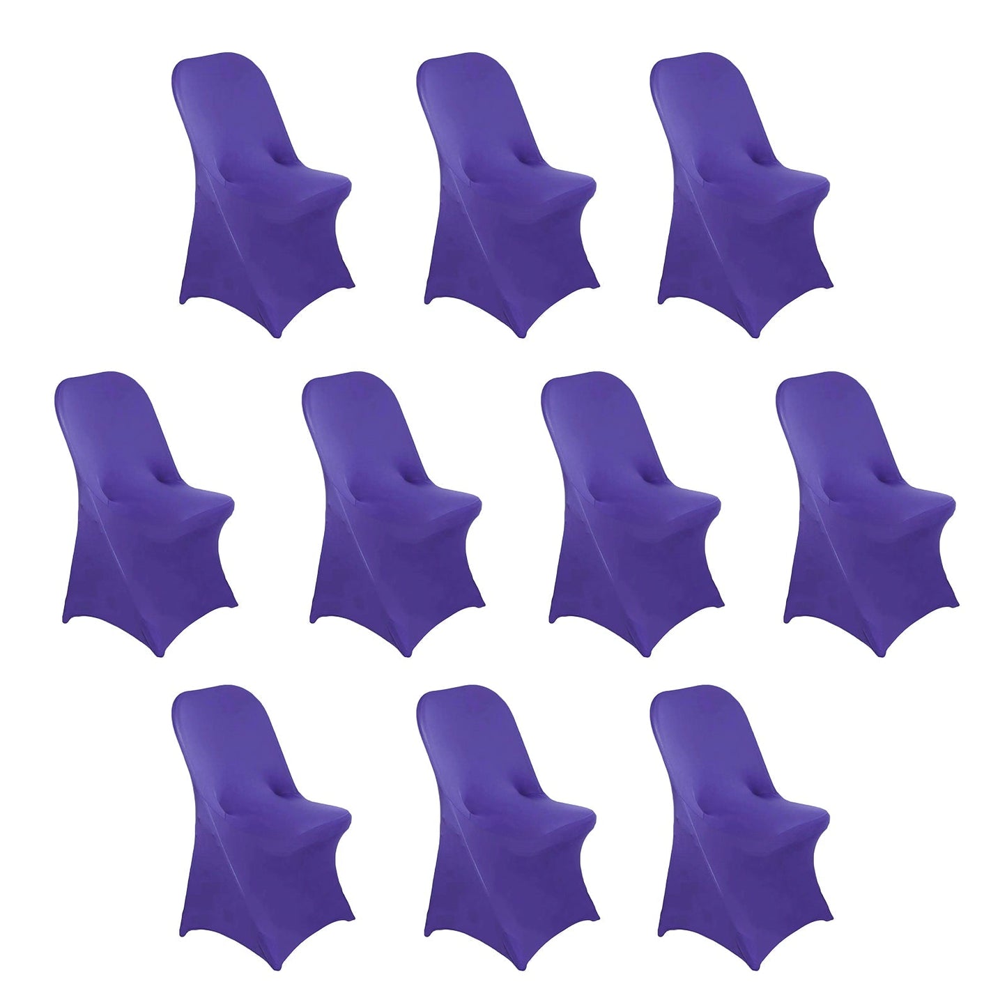 10 Pack Stretch Spandex Chair Covers Purple for Folding Chairs - Durable 160GSM Fitted Slipcovers