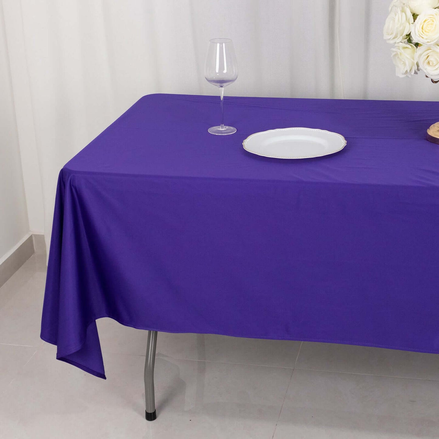 Scuba Rectangular 60"x102" Tablecloth Purple - Wrinkle Free & Stain Resistant Table Cover