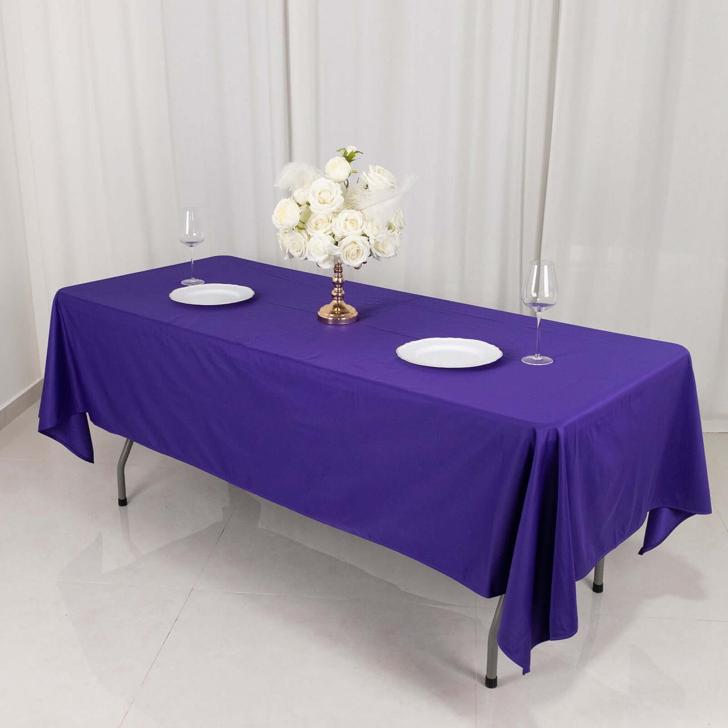 Scuba Rectangular 60"x102" Tablecloth Purple - Wrinkle Free & Stain Resistant Table Cover