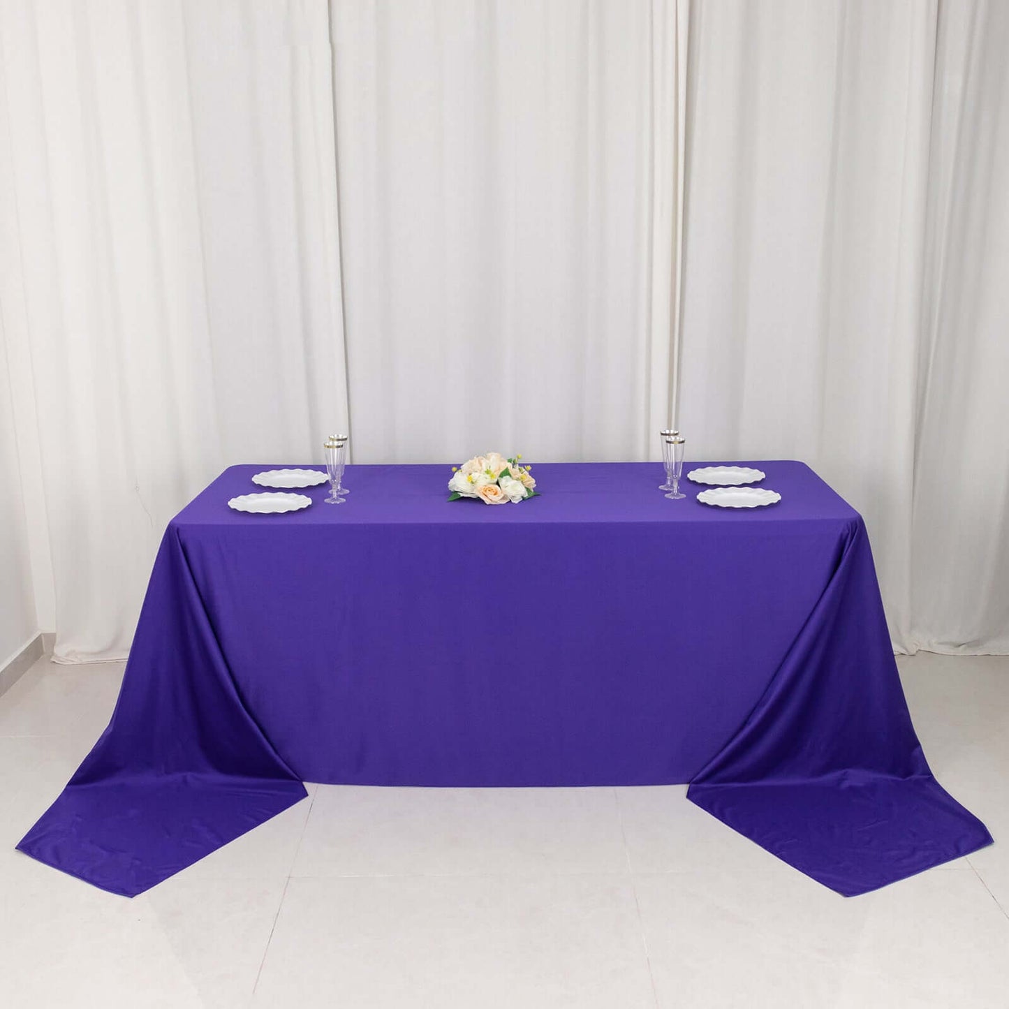Scuba Rectangular 90"x156" Tablecloth Purple - Wrinkle Free, Stain Resistant & Seamless Table Cover