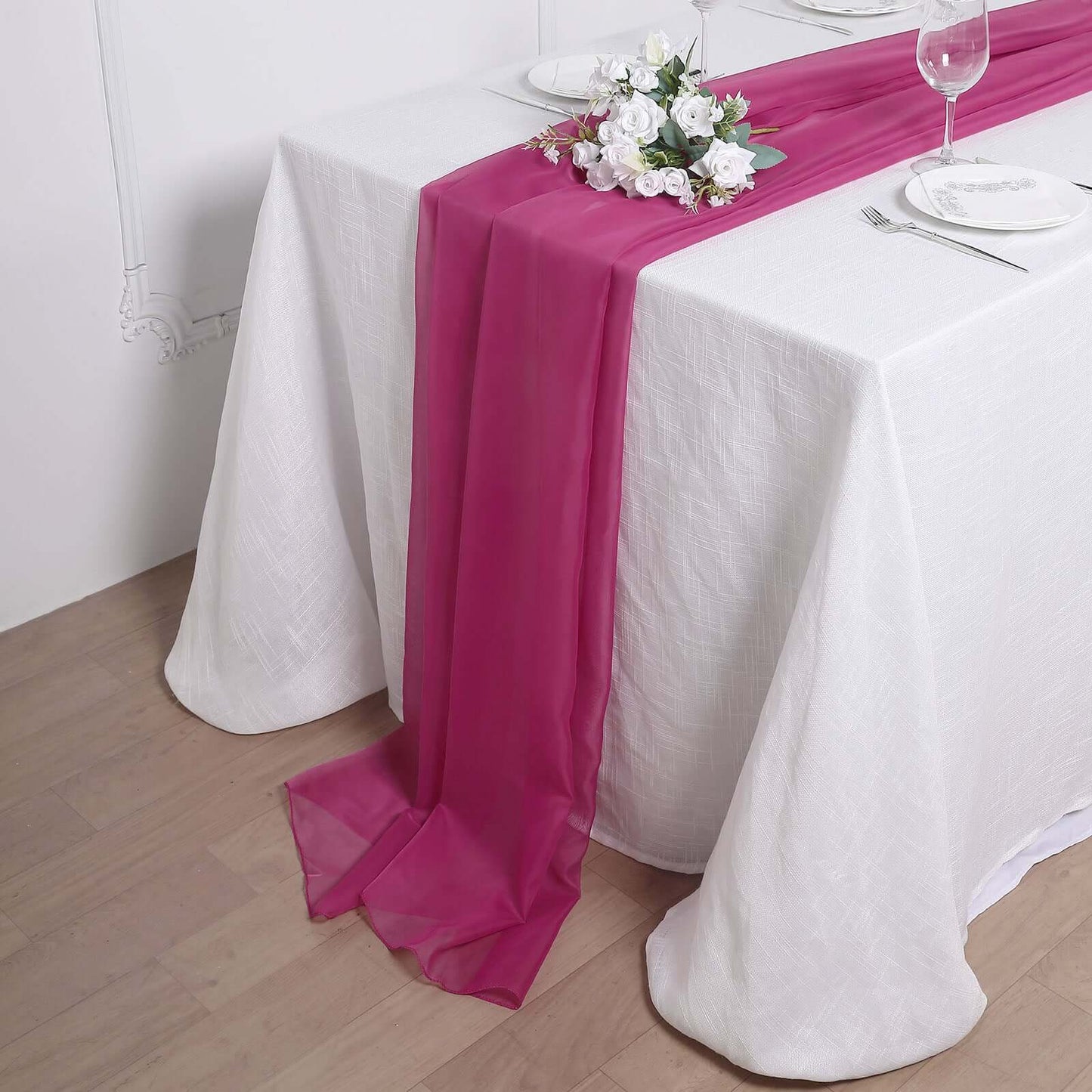 Chiffon 6ft Table Runner Fuchsia - Flowy & Lightweight Table Decor
