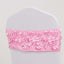 5 Pack Satin Spandex Chair Sashes Pink - Rosette Design Stretch Chair Bands 6"x14"