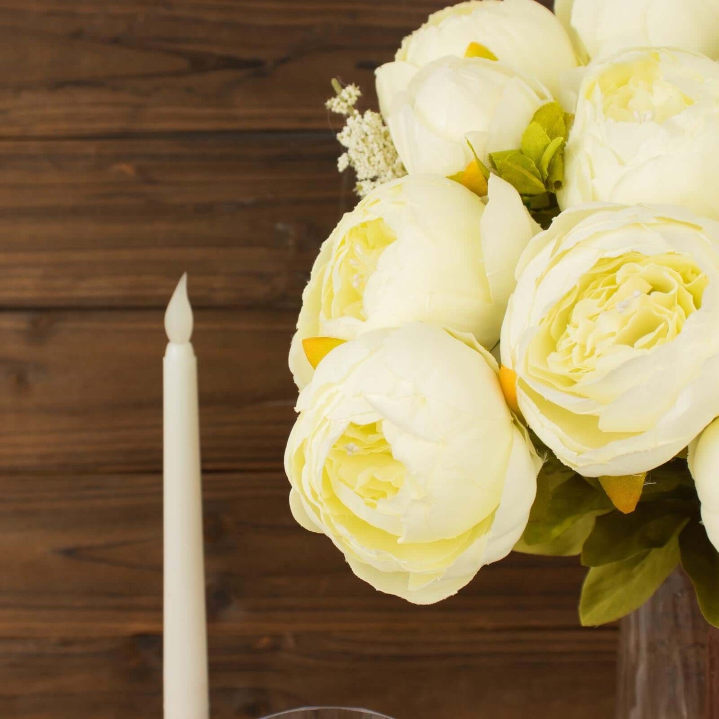 2 Pack 19" Ivory Artificial Peony Flower Wedding Bouquets, Faux Silk Flower Arrangements