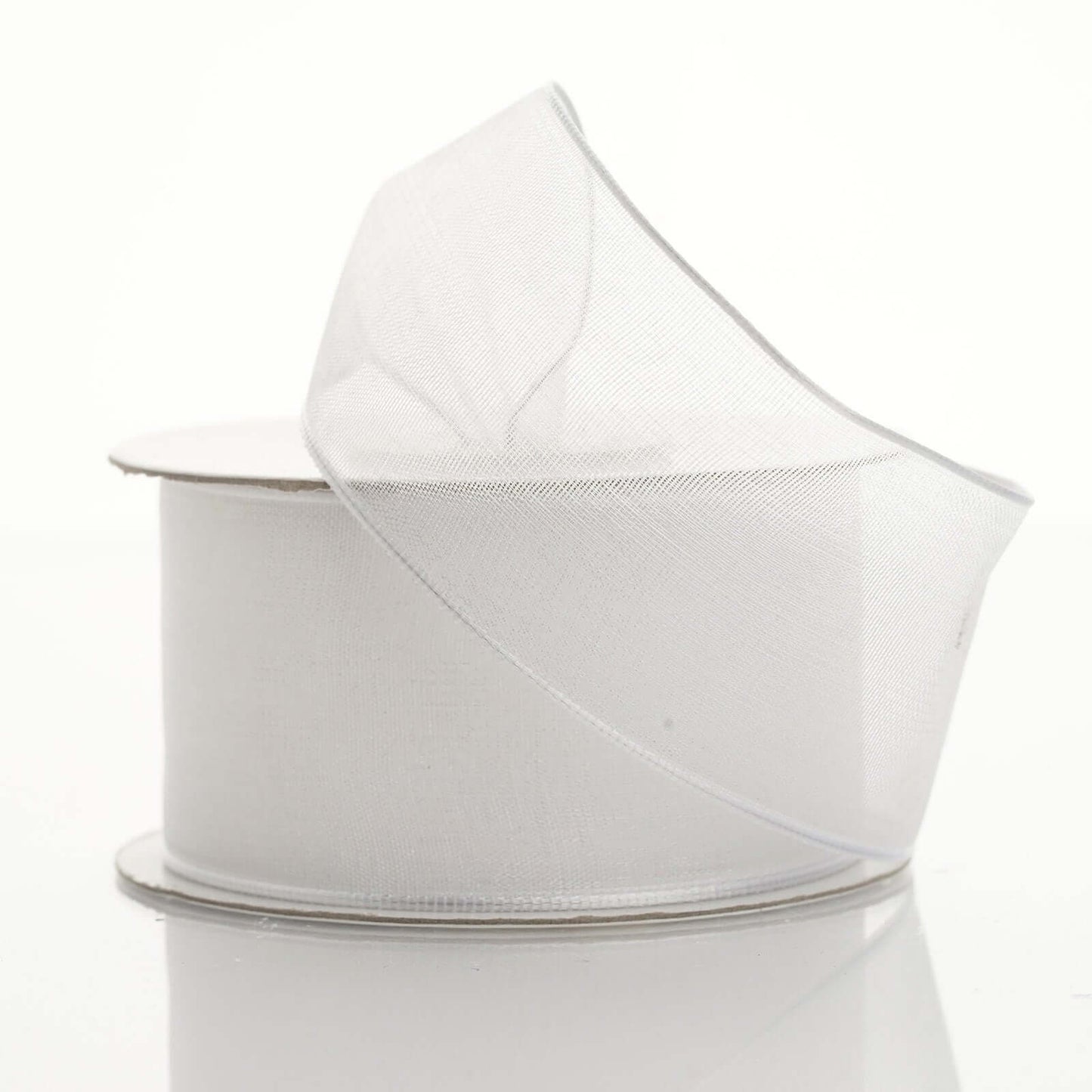 10 Yards 1.5" White Sheer Organza Wired Edge Ribbon