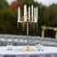 Metal 9-Arm Round Cluster Taper Candelabra Table Centerpiece Gold - Candlestick Holder Table Centerpiece With Drip Accents and Clear Glass Shades 40"