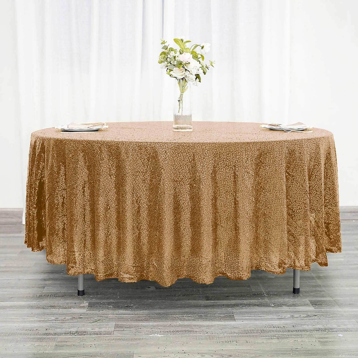 Sequin 108" Round Tablecloth Gold - Glittering Finish for Glamorous Events