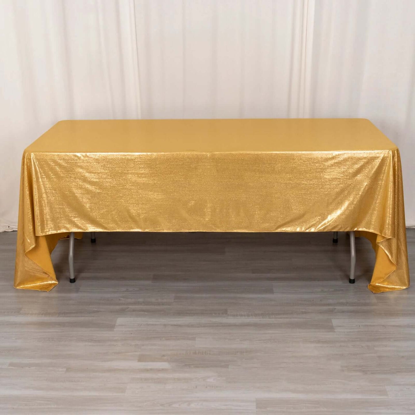Sequin Dots Polyester 60"x126" Rectangle Tablecloth Shimmering Gold - Wrinkle Free & Sparkling Table Cover for Stylish Event Decor