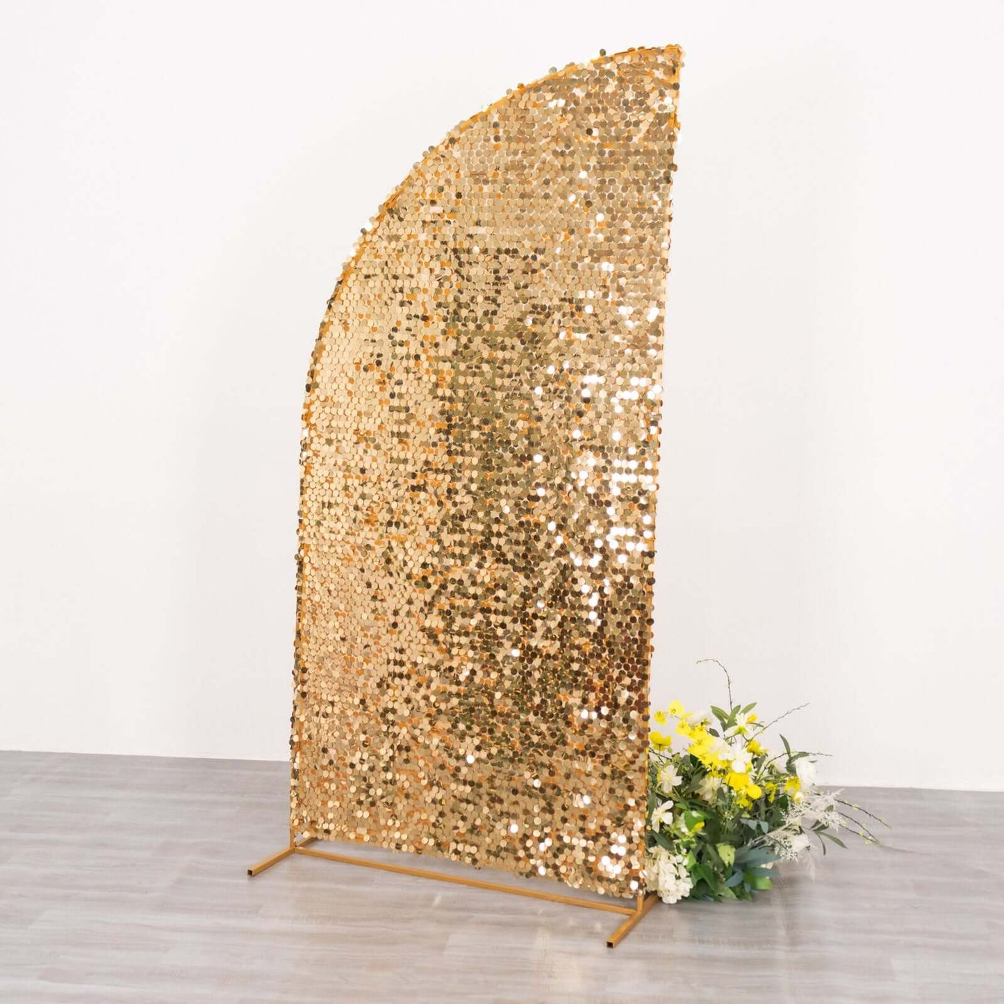 7ft Gold Double Sided Big Payette Sequin Chiara Wedding Arch Cover For Half Moon Backdrop Stand