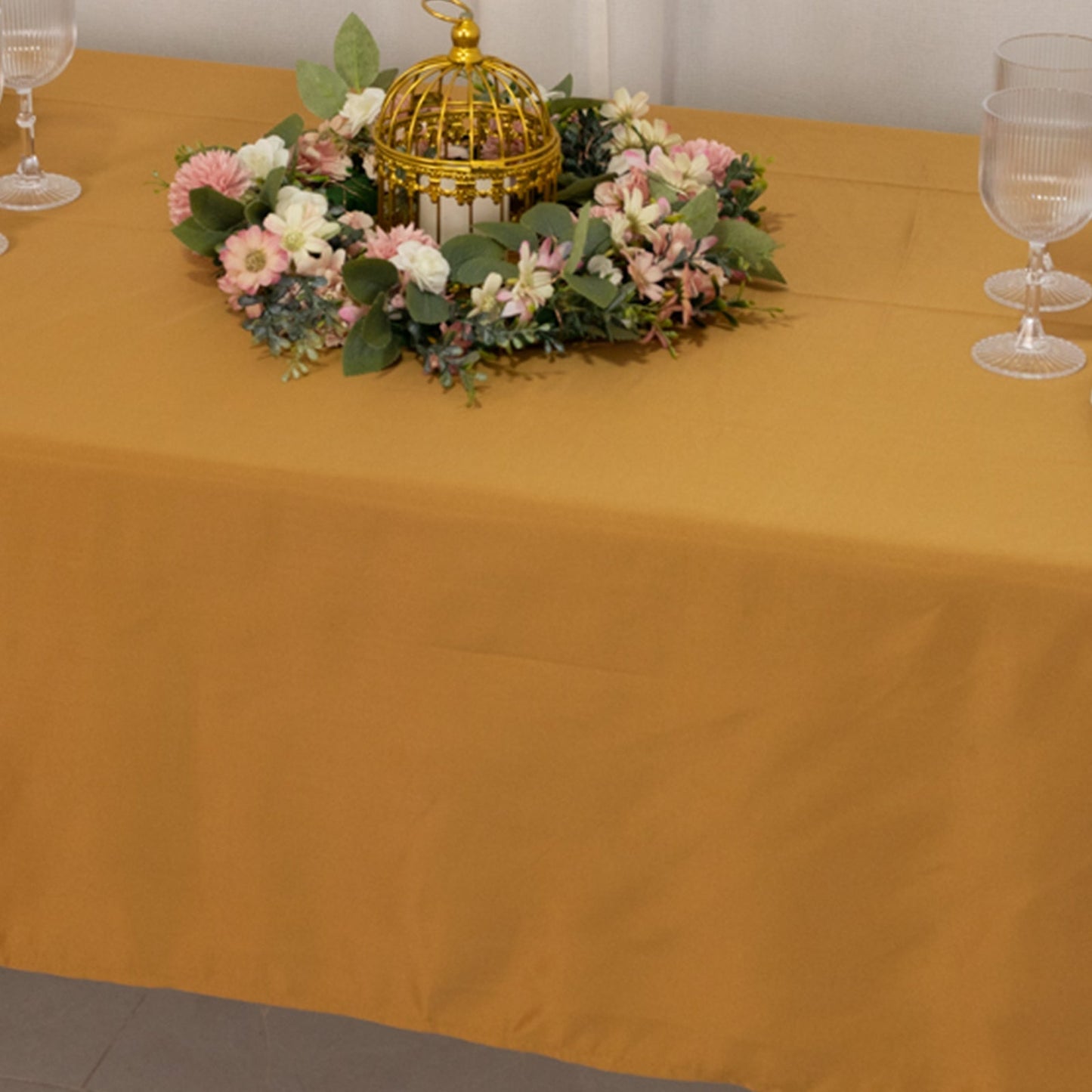 Lamour Satin 60"x102" Rectangle Tablecloth Gold - Durable & Silky Soft Feel Table Cover for Weddings & Banquets
