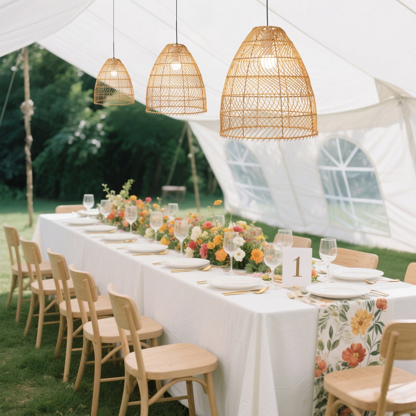 Boho Rattan Light Shades Set of 3 â€“ Natural Woven Pendant Lamp Covers in Cone Shape â€“ 16" 18" 20" â€“ Ceiling Shades Only