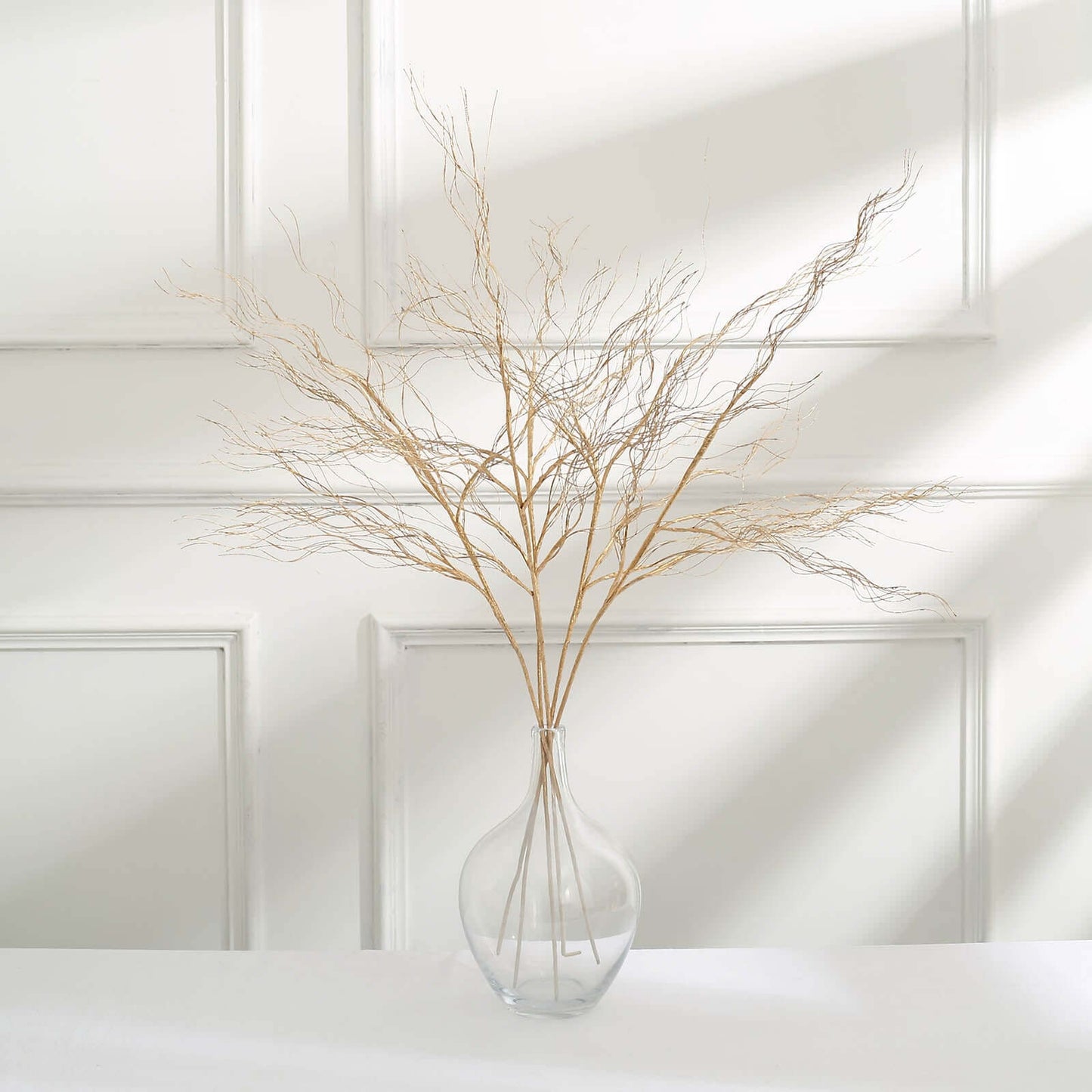 4-Pack Artificial Curly Willow Branches Metallic Gold - Decorative Bendable Long Stem Twig Sprays for Weddings Photo Shoots & Floral Designs 39"