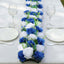 6 Pack White Royal Blue Silk Rose Flower Panel Table Runner, Artificial Floral Arrangements Wedding Table Centerpiece - 20"x8"