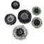 Set of 6 Charcoal Gray Giant Carnation 3D Paper Flowers Wall Decor - 12",16",20"