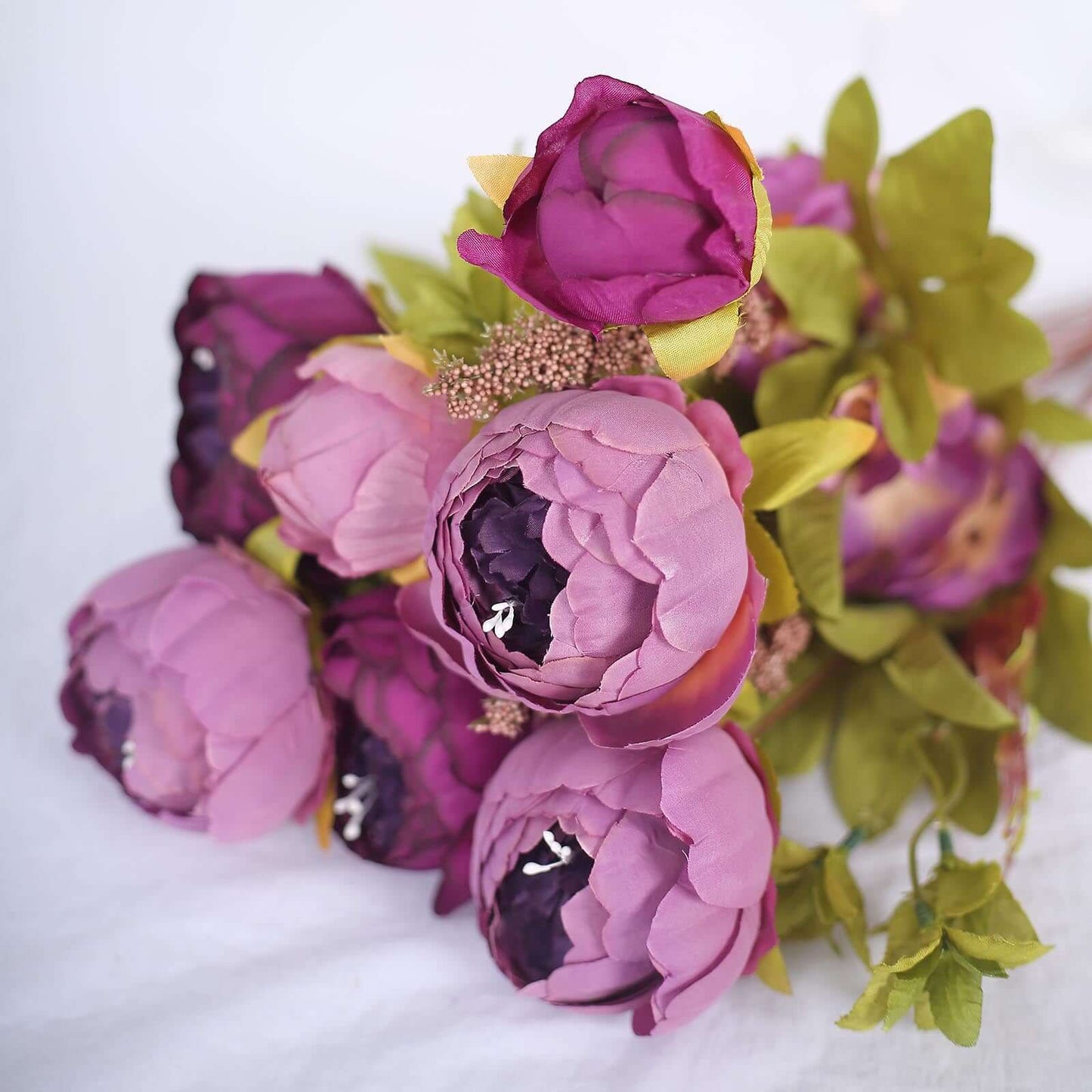 2 Pack 19" Purple Artificial Peony Flower Wedding Bouquets, Faux Silk Flower Arrangements