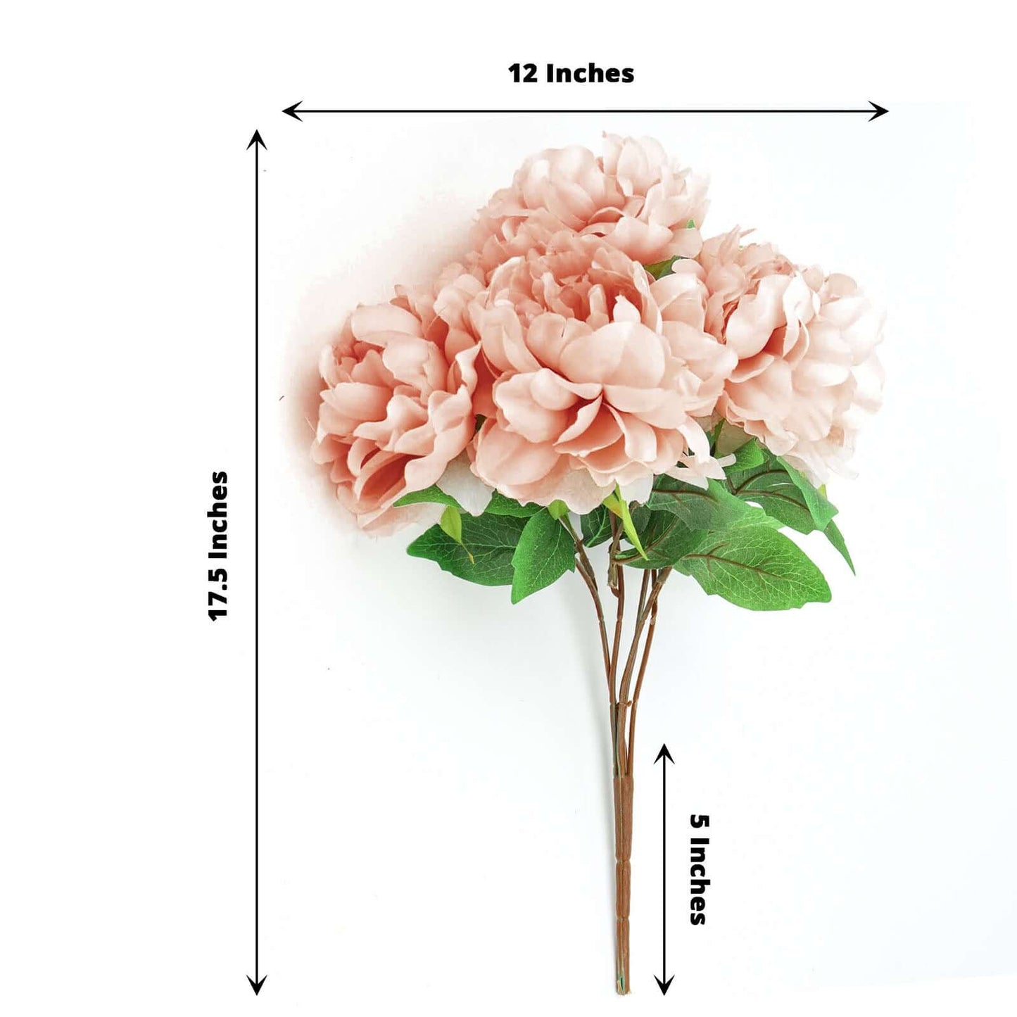 2 Bushes 17" Dusty Rose Artificial Silk Peony Flower Bouquets, Real Touch Peonies Spray