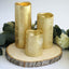 Set of 3 LED Flameless Pillar Candles Remote Operated Metallic Gold - Battery Powered 4", 6", 8"
