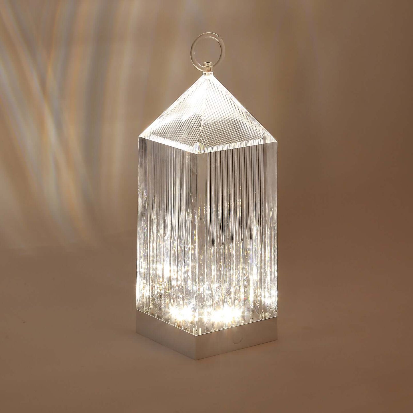 Acrylic LED Lantern Lamp Retro Lighthouse Design Rechargeable - Touch Control Crystal Decorative Night Light 11"