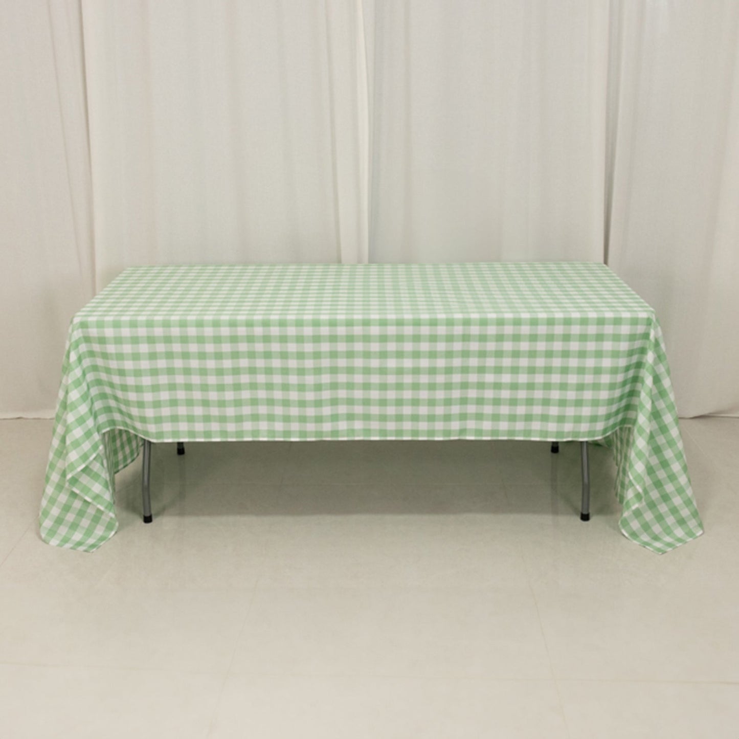 Polyester 60"x126" Rectangle Tablecloth White/Sage Green - Buffalo Plaid Checkered Table Cover