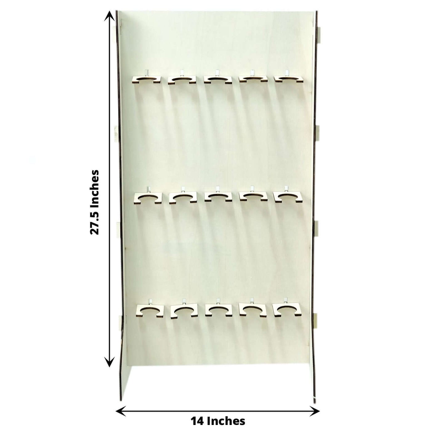 3-Tier Wooden Rectangle Champagne Wall Glass Holder in White for Rustic Events & Banquets