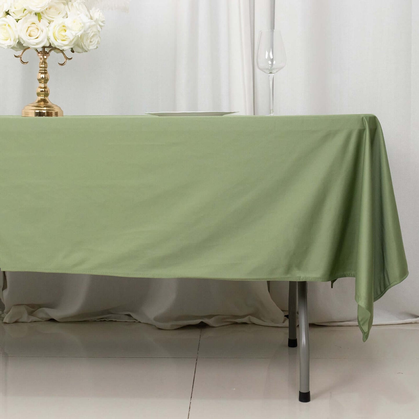 Scuba Rectangular 60"x102" Tablecloth Dusty Sage Green - Wrinkle Free & Stain Resistant Table Cover
