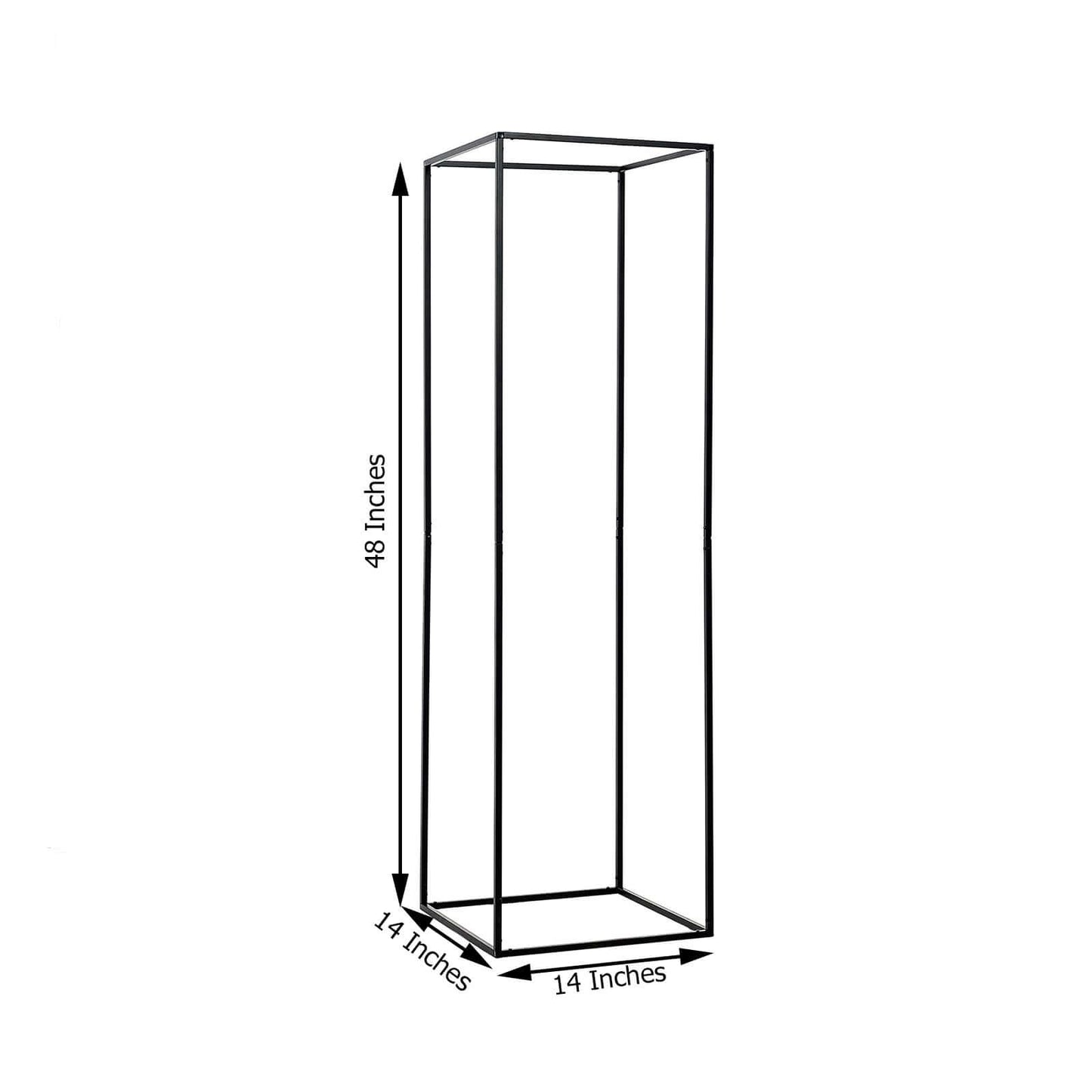 2-Pack Wedding Flower Stand Matte Black Metal Geometric Column Frame Rectangular - Versatile Floral Pedestal for Upscale Arrangements 48"