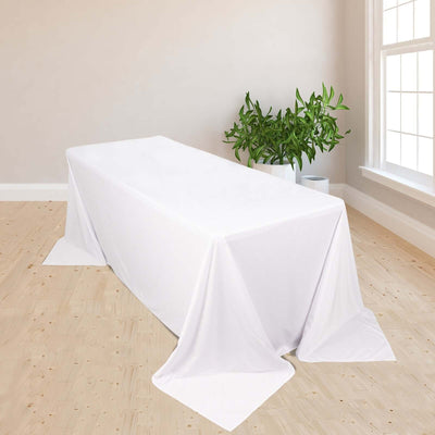 Scuba Rectangular 90"x132" Tablecloth White - Wrinkle Free, Stain Resistant & Seamless Table Cover for Weddings and Parties