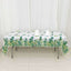 5-Pack Plastic Table Covers White/Green Rectangle with Eucalyptus Leaves Print - Decorative PVC Disposable Tablecloths 54"x108"