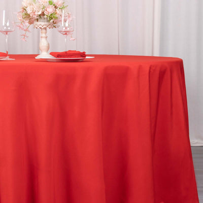 Premium Polyester 120" Round Tablecloth Red - Seamless 220GSM Wrinkle-Resistant Table Cover