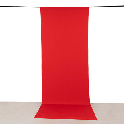 Red 4-Way Stretch Spandex Event Curtain Drapes Wrinkle Free Backdrop Event Panel with Rod Pockets - 5ftx14ft - Backdrops