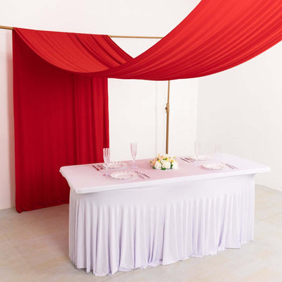 Red 4-Way Stretch Spandex Event Curtain Drapes Wrinkle Free Backdrop Event Panel with Rod Pockets - 5ftx18ft - Backdrops