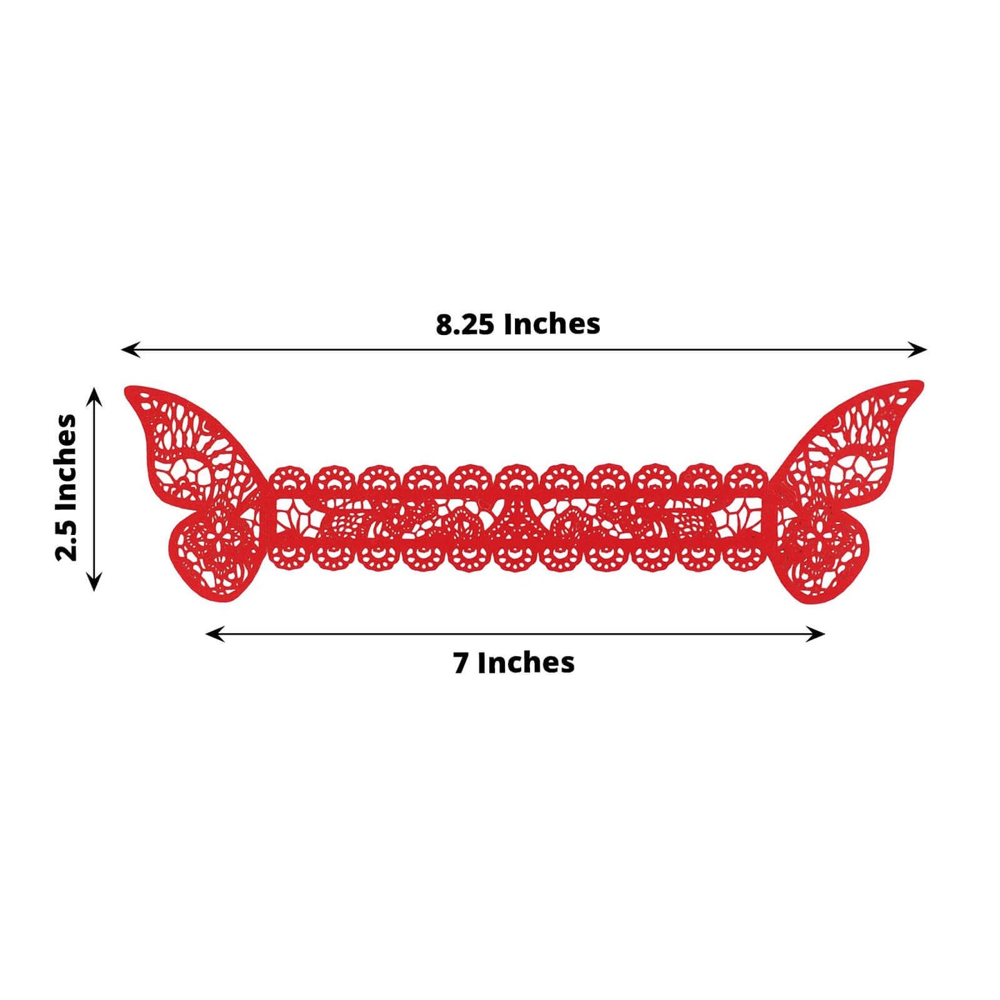 12-Pack Paper Napkin Rings Laser Cut Butterfly Red Shimmery - Decorative Serviette Holders