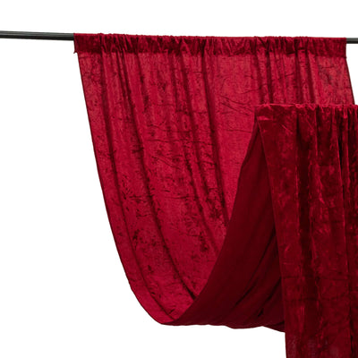 Red Crushed Velvet Backdrop Curtain â€“ 5ft x 12ft Event Drape with Rod Pocket Privacy Panel for Photo Booths & Events