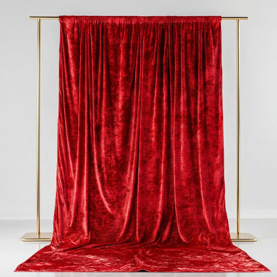 Red Crushed Velvet Backdrop Curtain â€“ 5ft x 14ft Event Drape with Rod Pocket Privacy Panel for Photo Booths & Events