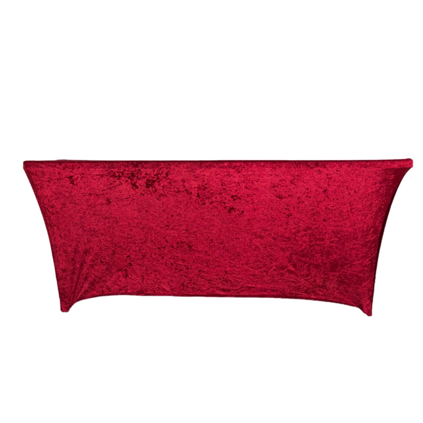 Crushed Velvet Fitted Rectangular 6ft Table Cover Red - Wrinkle-Free Stretchy Tablecloth