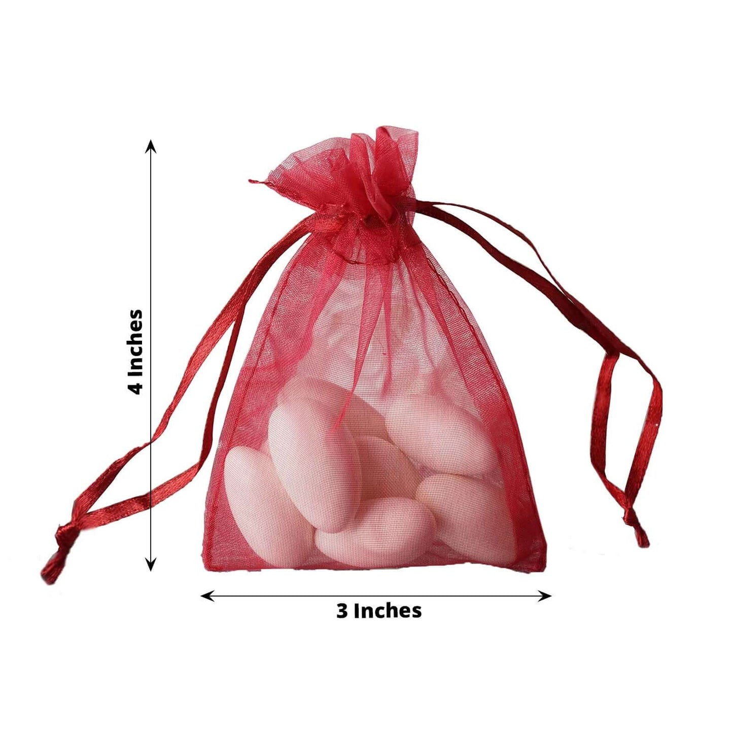 10 Pack 3"x4" Burgundy Organza Drawstring Wedding Party Favor Gift Bags - Clearance SALE