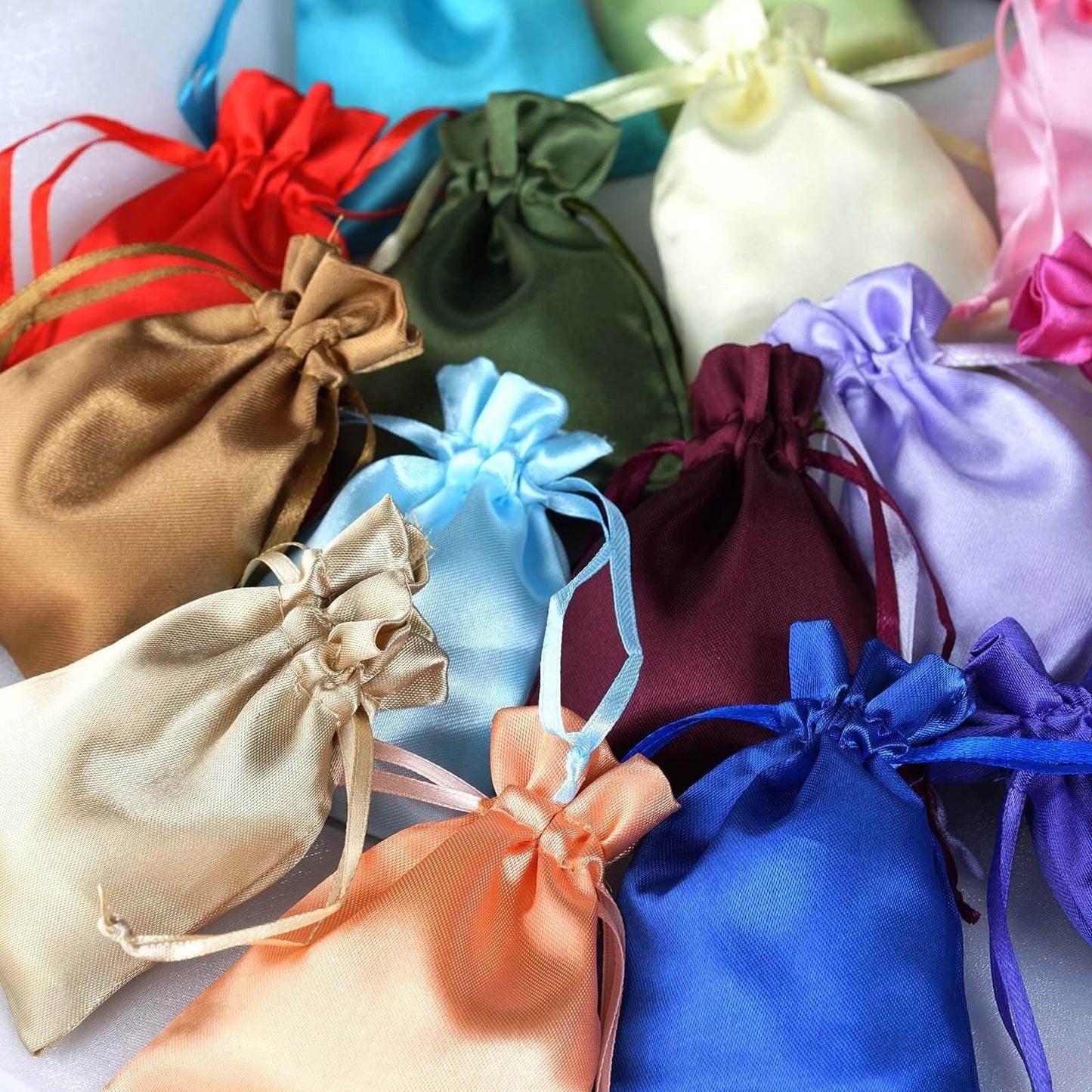 12 Pack 3"x4" Gold Satin Drawstring Pouch Wedding Party Favor Gift Bags