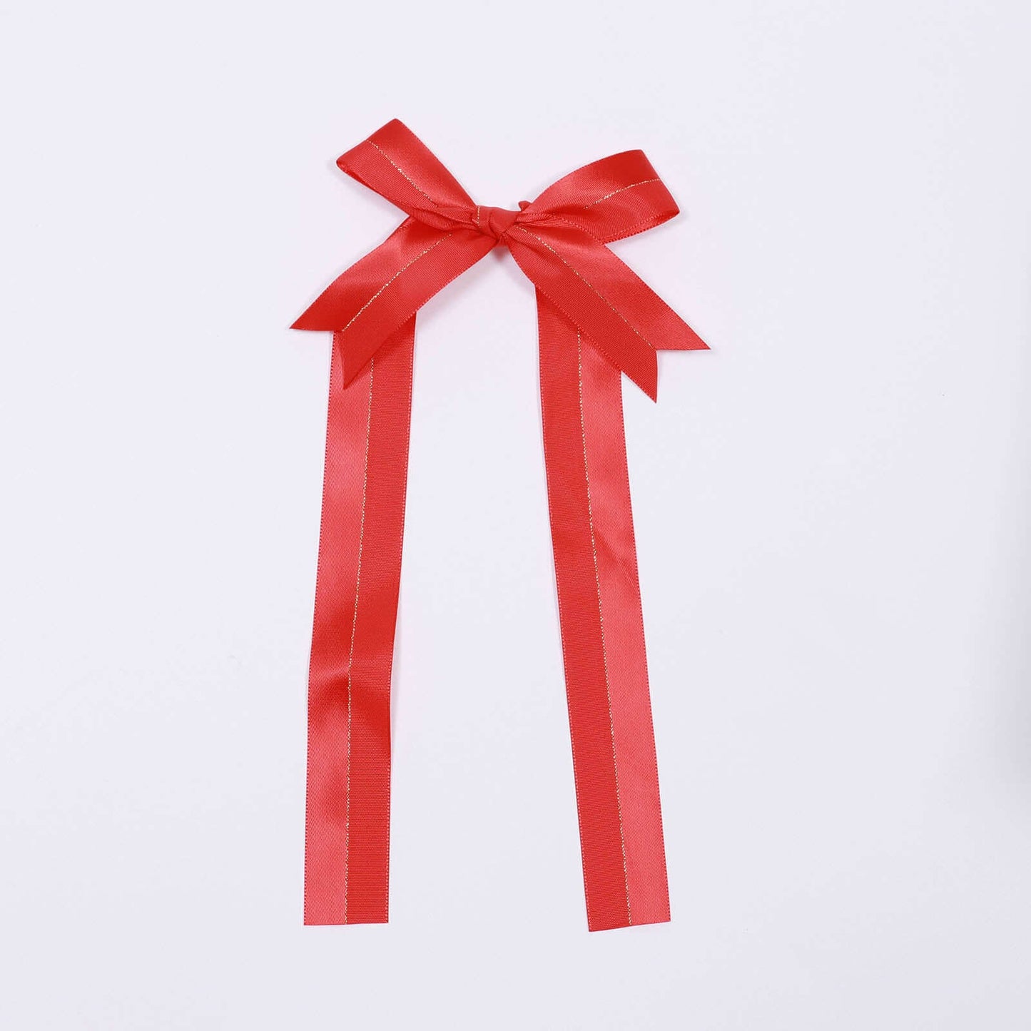 50 Pcs 10" Red Pre Tied Ribbon Bows, Satin Ribbon With Gold Foil Lining For Gift Basket and Party Favors Decor