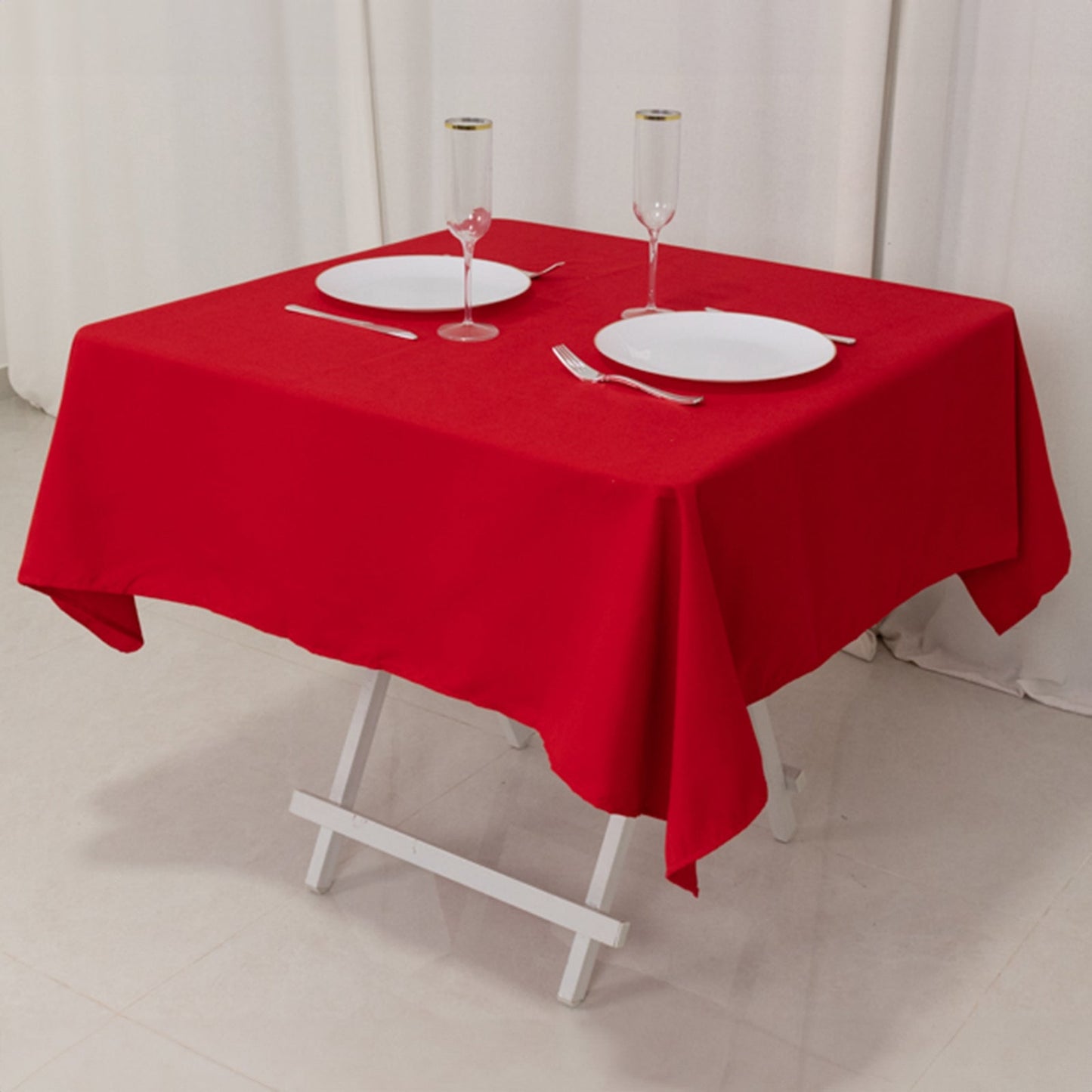 Cotton Blend 54"x54" Square Tablecloth Red - Wrinkle-Resistant Table Cover