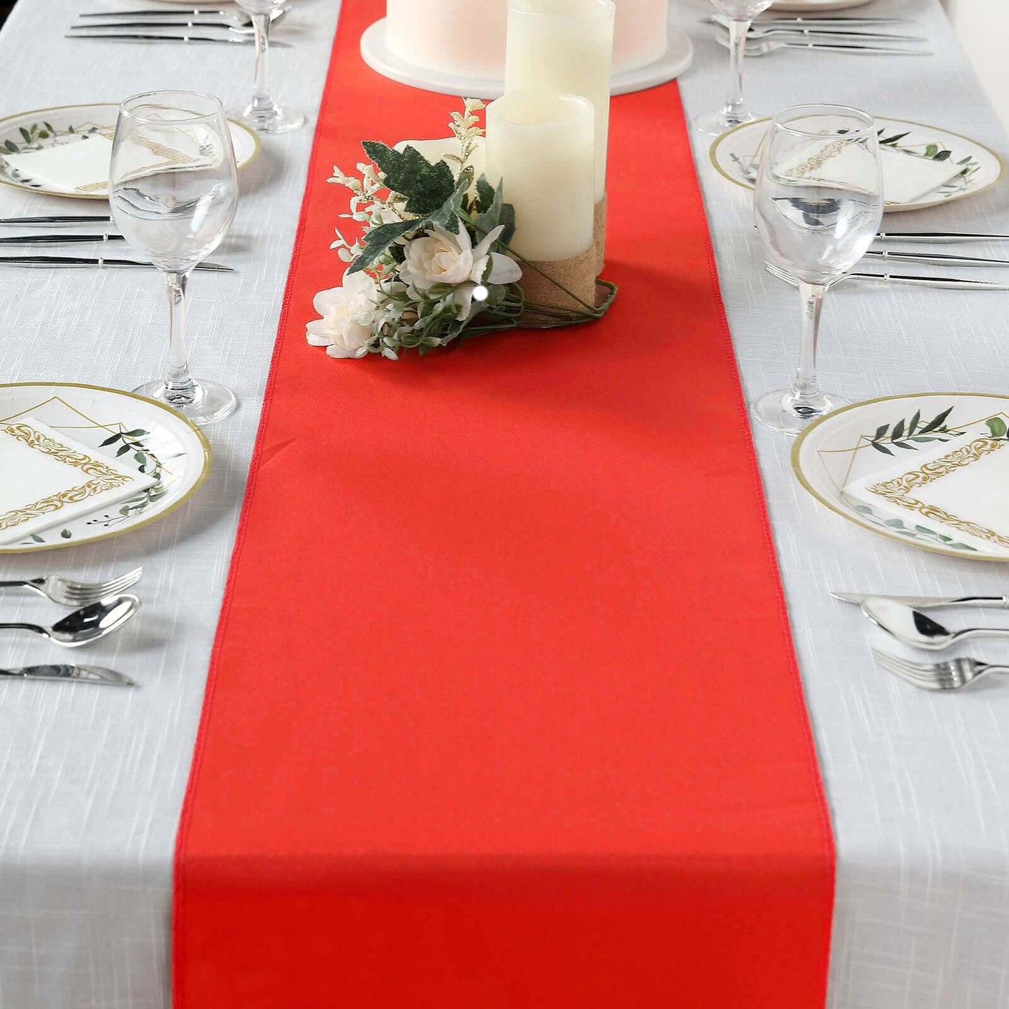Polyester 12"x108" Table Runner Red - Durable & Wrinkle-Resistant Table Decor