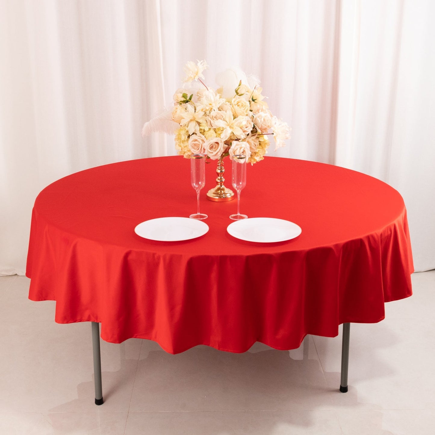Scuba Round 90" Tablecloth Red - Wrinkle Free & Stain Resistant Table Cover