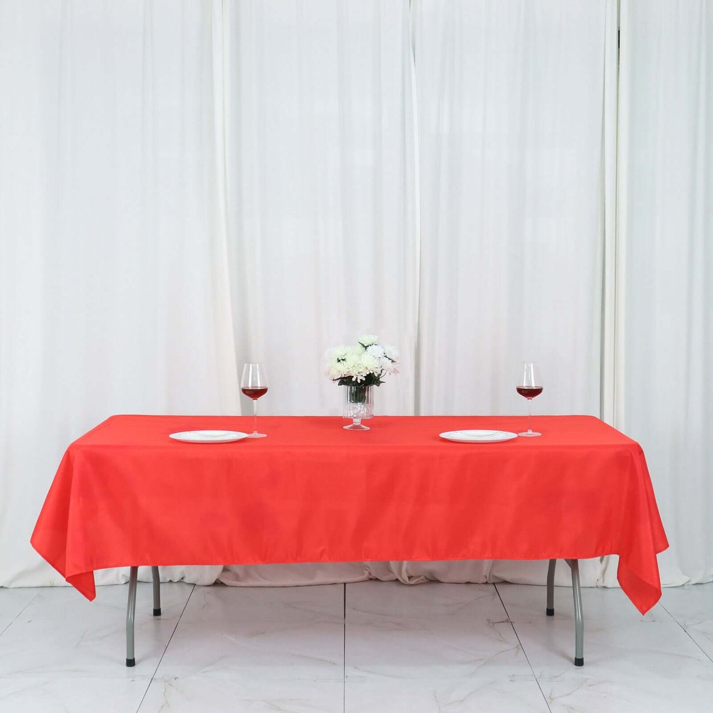 Polyester 54"x96" Rectangle Tablecloth Red - Wrinkle-Resistant & Easy-to-Care Table Cover