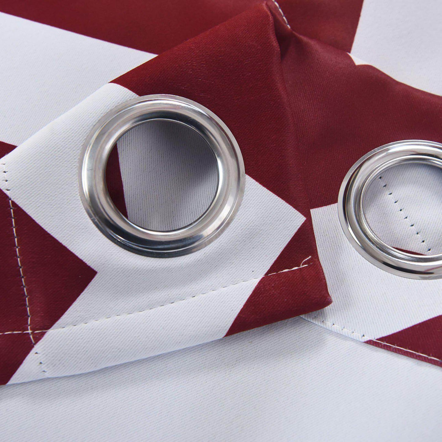 2 Pack White Burgundy Chevron Print Thermal Blackout Window Curtain Grommet Panels, Noise Canceling Curtains - 52"x108"