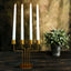 2-Pack Geometric Taper Candelabra 4 Arm Design Gold Metal Decorative Centerpiece - Perfect for Events 8"