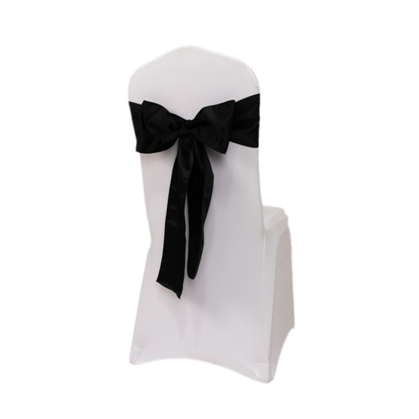 5 Pack Lamour Satin 6"x106" Chair Sashes Black - Stylish Reusable Decorative Bows for Weddings & Gatherings
