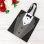 12 Pack White Black Tuxedo Paper Party Favor Goodie Bags With Satin Handles, Reusable Wedding Gift Tote Bags - 8"x9"