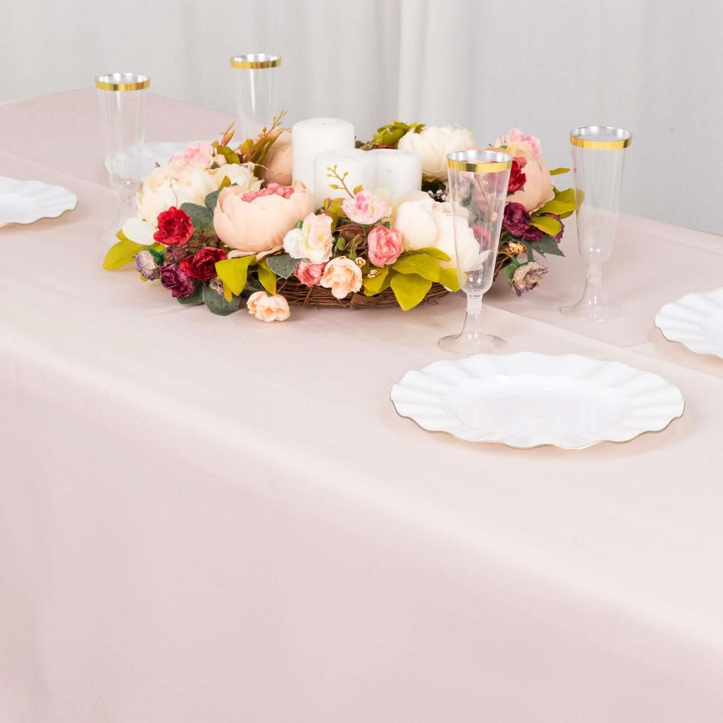 Premium Polyester 60"x102" Rectangle Tablecloth Blush - Durable 220GSM Wrinkle-Resistant Table Cover